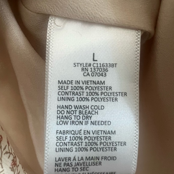 Paper Crane Womens Blouse Size Large Red Beige Floral Sleeveless Lined - Picture 5 of 5